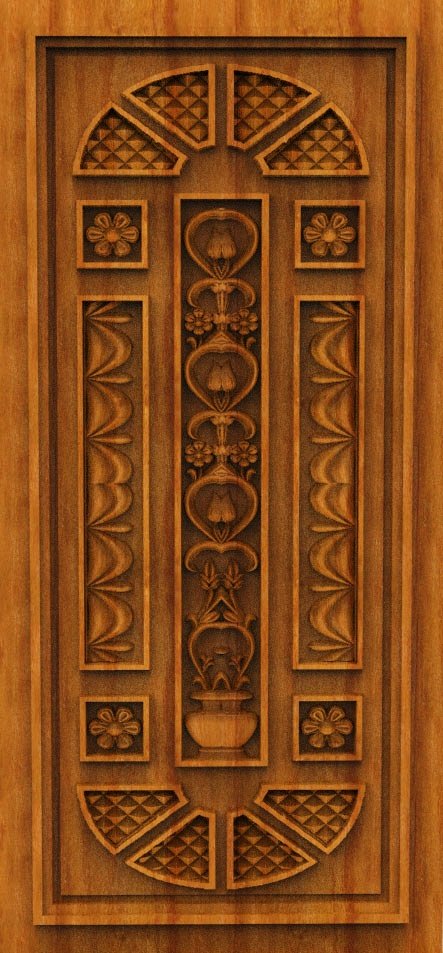 3D DOOR - OAK-35 Classic Floral Urn Relief Carving Design